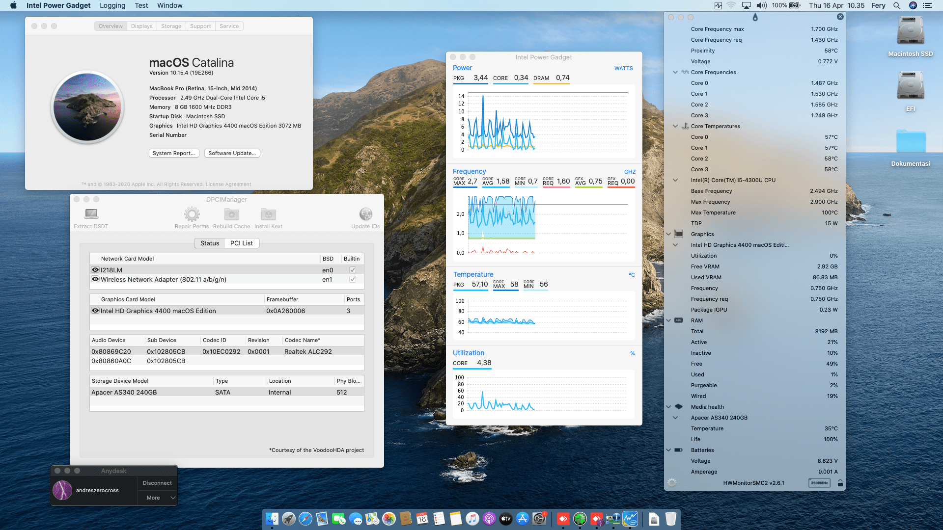 Success Hackintosh macOS Catalina 10.15.4 Build 19E266 in Dell Latitude E7440